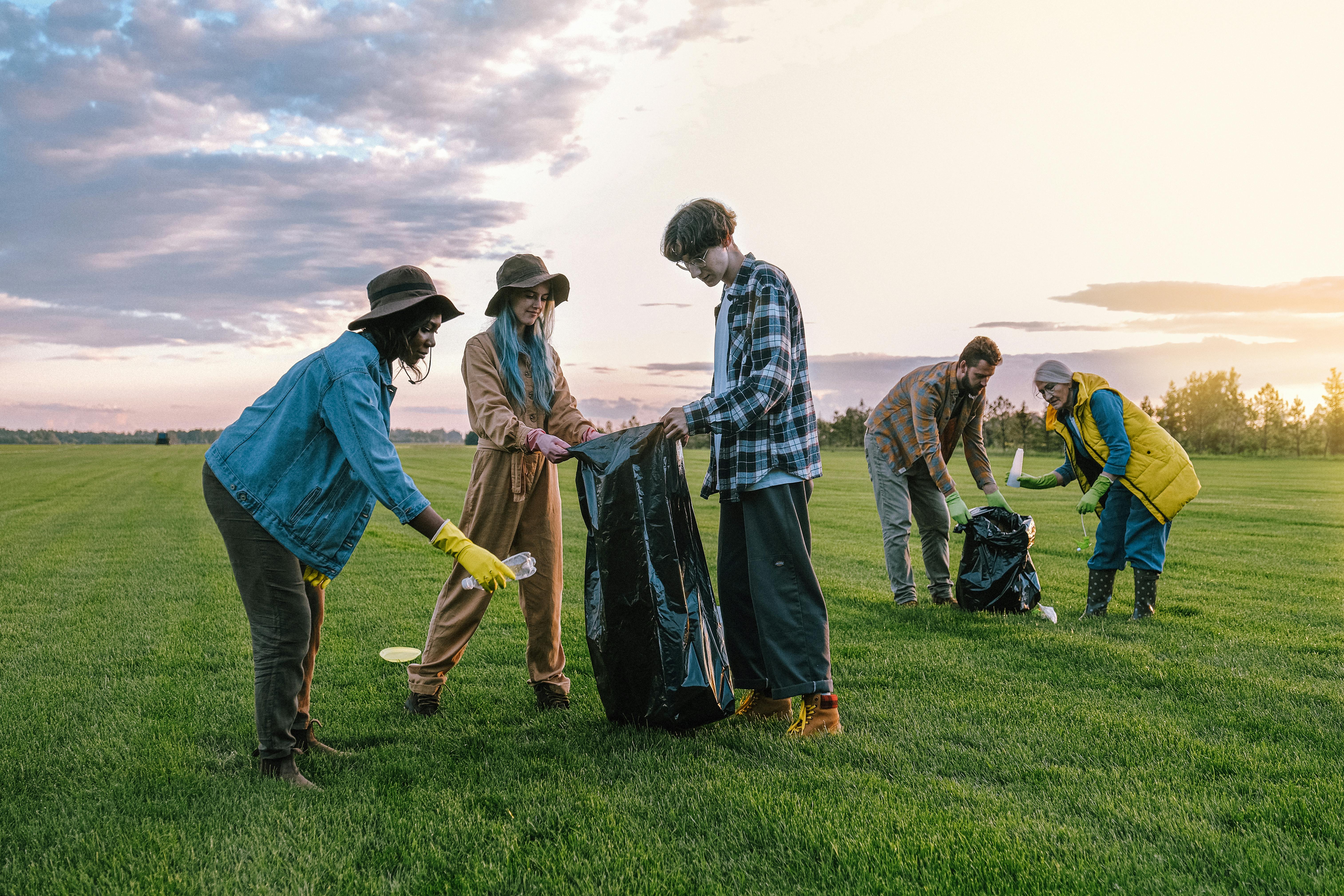 volunteers in a field