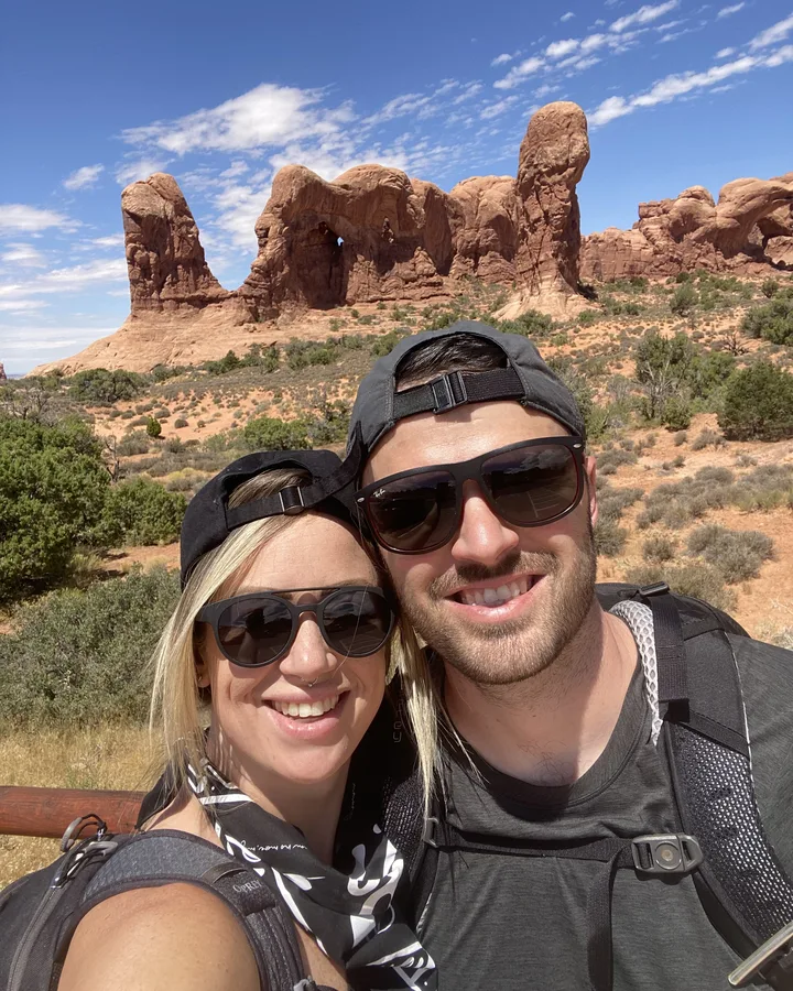 Jeff and Mo hiking at Arches National Park